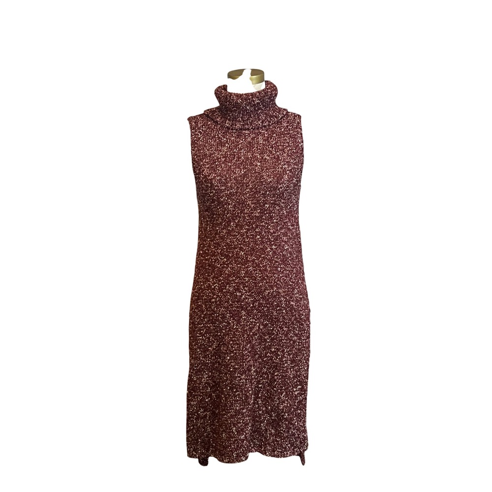 Anthropologie Burgundy Marled Sleeveless Turtleneck Sweater Dress Small